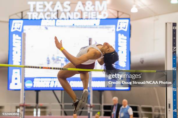 Tyrah Gittens of the University of Texas A&M competes in the High Jump portion of the Women's Pentathlon during the Division I Men's and Women's...