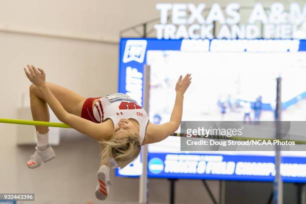 Georgia Ellenwood of the University of Wisconsin competes in the High Jump portion of the Women's Pentathlon during the Division I Men's and Women's...