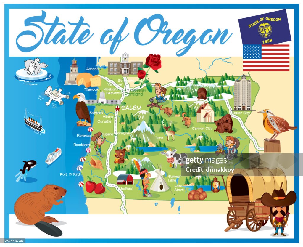 Cartoon map of OREGON