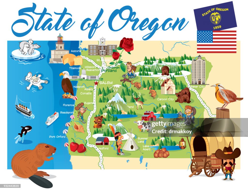 Cartoon kaart van OREGON