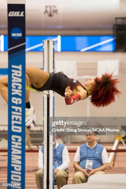 Taliyah Brooks of the University of Arkansas competes in the High Jump portion of the Women's Pentathlon during the Division I Men's and Women's...