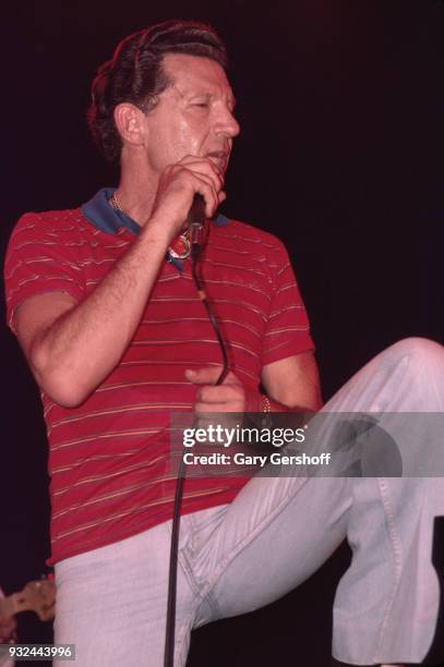 American Rock and Roll musician Jerry Lee Lewis performs onstage at the Ritz, New York, New York, August 7, 1980.