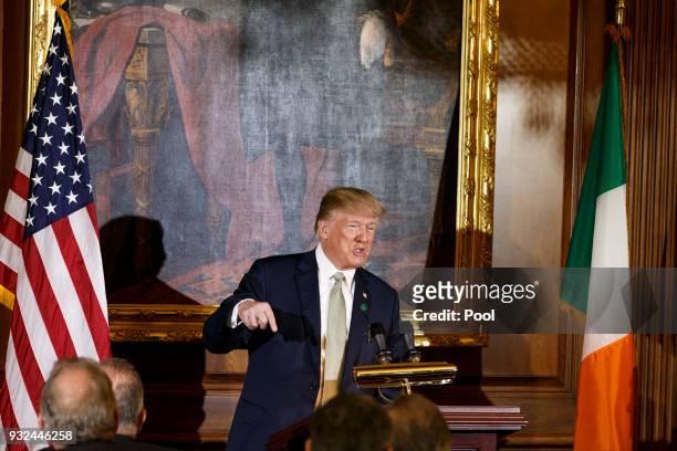 United States President Donald J. Trump speaks at the Friends of Ireland luncheon hosted by United States Speaker of the House of Representatives...