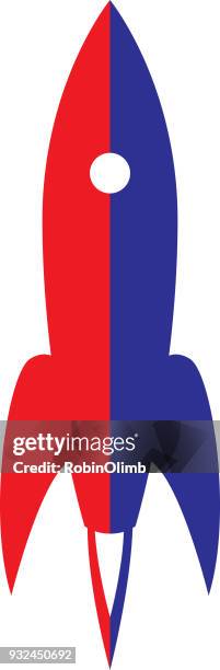 two color rocket icon - missile launch stock illustrations
