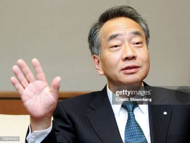 Hitoshi Tsunekage, president and chief executive officer of The Sumitomo Trust & Banking Co., speaks during an interview in Tokyo, Japan, on Tuesday,...