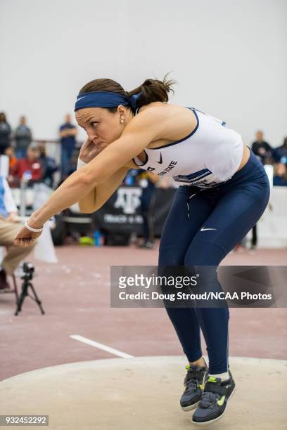 Madeline Holberg of Penn State University competes in the Shot Put portion of the Women's Pentathlon during the Division I Men's and Women's Indoor...