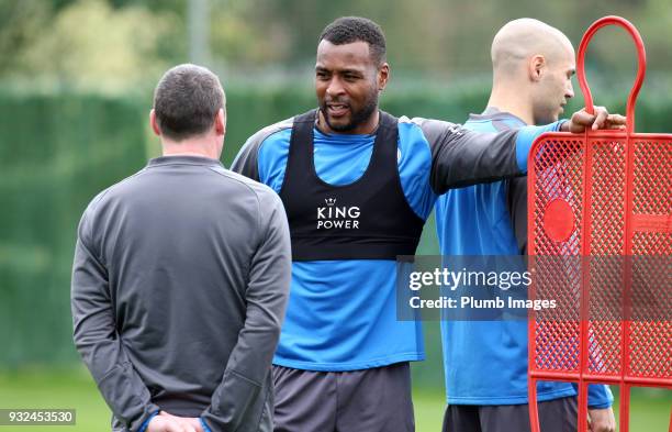 Wes Morgan during the Leicester City training session at the Marbella Soccer Camp Complex on March 15 , 2018 in Marbella, Spain.