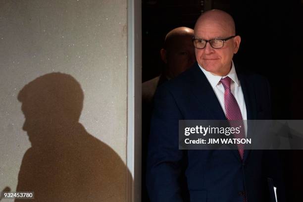 White House National Security Adviser H.R. McMaster arrives to deliver the keynote remarks during a discussion on "Syria: Is the Worst Yet to Come?"...