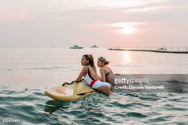 Victoria Bonya and Hofit Golan are seen at Trisara Resort on March 15, 2018 in Phuket, Thailand.