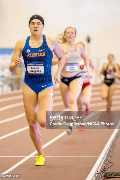 Amanda Froeynes of the University of Florida runs in the Women's Pentathlon 800 Meter Run portion during the Division I Men's and Women's Indoor...