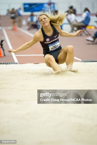 Payton Chadwick of the University of Arkansas competes in the Women's Long Jump during the Division I Men's and Women's Indoor Track & Field...