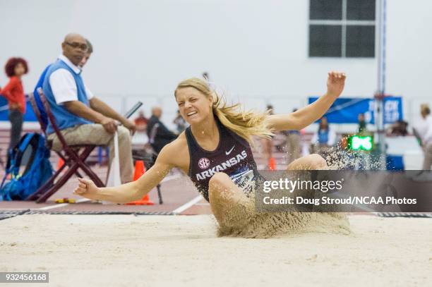 Payton Chadwick of the University of Arkansas competes in the Women's Long Jump during the Division I Men's and Women's Indoor Track & Field...