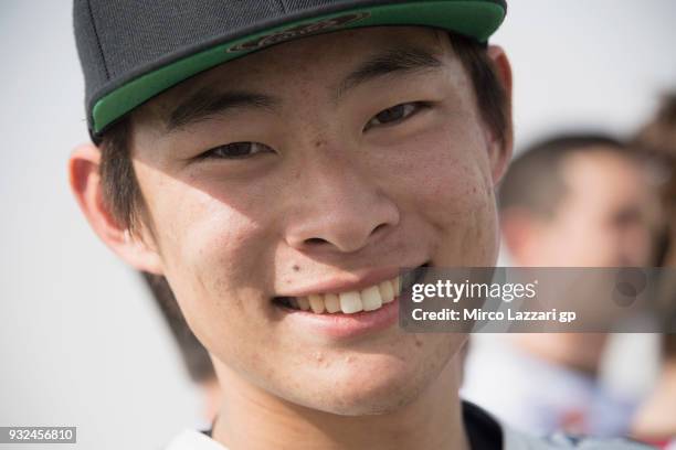 Tatsuki Suzuki of Italy and Sic 58 Squadra Corse Honda smiles on track during the MotoGP of Qatar - Previews at Losail Circuit on March 15, 2018 in...