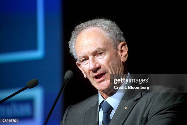 Wallace "Wal" King, chief executive officer of Leighton Holdings Ltd., speaks at the National WA Federal Leaders Forum luncheon in Perth, Australia,...