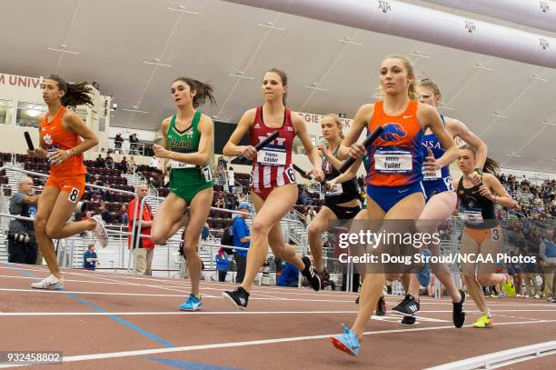 The field of runners; Alexis Fuller of Boise State University, Brenna Calder of Indiana University, Kelly Hart of the University of Notre Dame and...