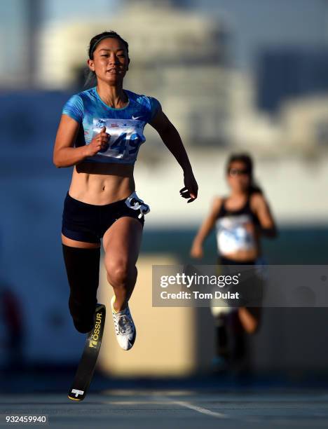 Maya Nakanishi of Japan competes in 100 meters women race during the 10th Fazza International IPC Athletics Grand Prix Competition - World Para...