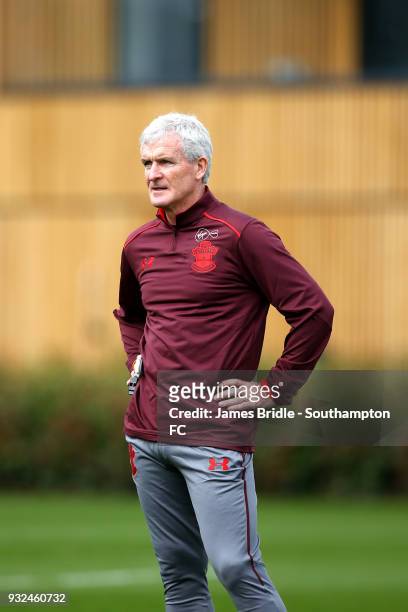 Newly appointed Manager Mark Hughes of Southampton FC during his first training session as first team Manager at Staplewood Complex on March 15, 2018...