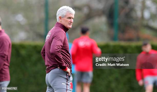 Newly appointed Manager Mark Hughes during his first Southampton FC training session at the Staplewood Campus on March 15, 2018 in Southampton,...