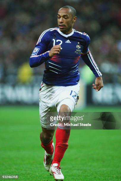 Thierry Henry of France during the France v Republic of Ireland FIFA 2010 World Cup Qualifying Play Off second leg match at the Stade de France on...