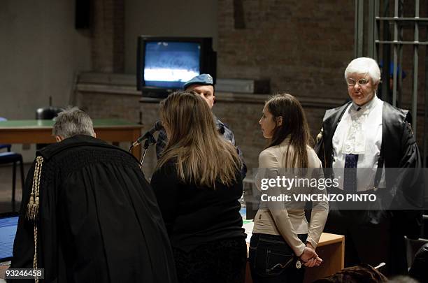 Student Amanda Knox , accused of taking part in the killing of her British roommate Meredith Kercher two years-ago, takes place for a session of her...