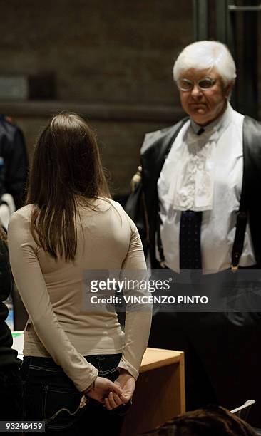 Student Amanda Knox , accused of taking part in the killing of her British roommate Meredith Kercher two years-ago, takes place for a session of her...