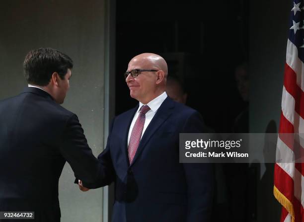 National Security Adviser, H.R. McMaster, is introduced to speak about the situation in Syria during a discussion at the U.S. Holocaust Memorial...