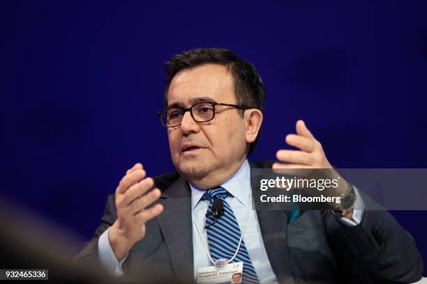 Ildefonso Guajardo Villarreal, Mexico's secretary of economy, speaks during the World Economic Forum on Latin America in Sao Paulo, Brazil, on...