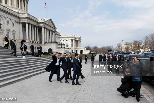 From left to right, United States President Donald J. Trump, Prime Minister of Ireland Leo Varadkar, Speaker of the House of Representatives Paul...