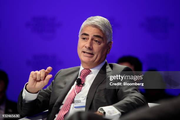 Gilberto Caldart, head of Latin America for MasterCard International Inc., speaks during the World Economic Forum on Latin America in Sao Paulo,...