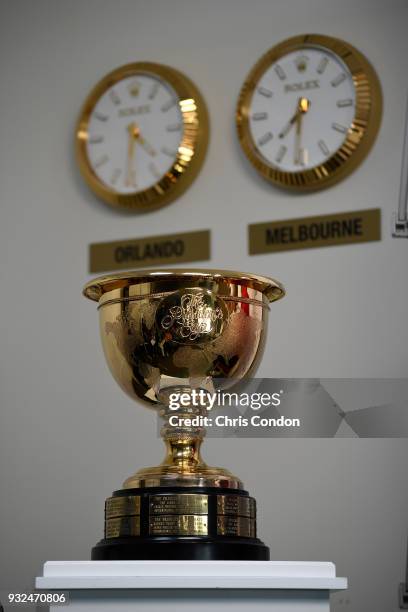 Rolex clocks on display during the announcements of the 2019 President's Cup Captains prior to the Arnold Palmer Invitational presented by MasterCard...