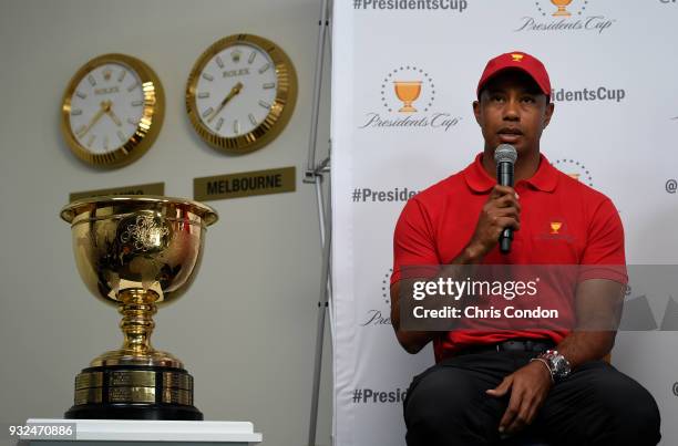 Tiger Woods is named captain for the United States team for the 2019 President's Cup in Melbourne, Australia prior to the Arnold Palmer Invitational...