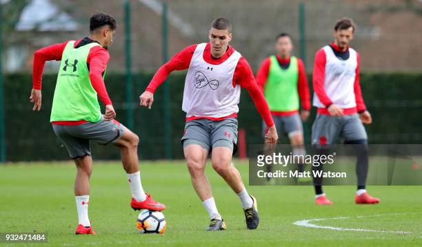 Oriol Romeu during a Southampton FC training session at the Staplewood Campus on March 15, 2018 in Southampton, England.