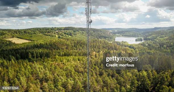 working at height - microwave tower stock pictures, royalty-free photos & images