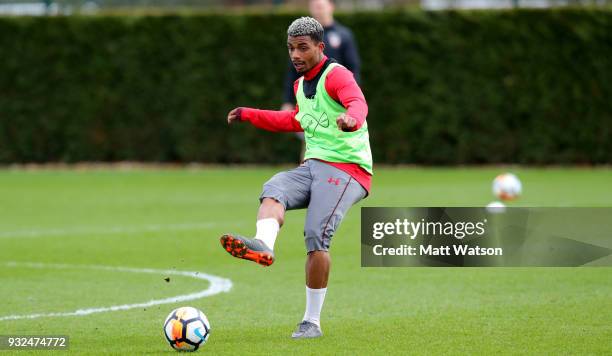 Mario Lemina during a Southampton FC training session at the Staplewood Campus on March 15, 2018 in Southampton, England.