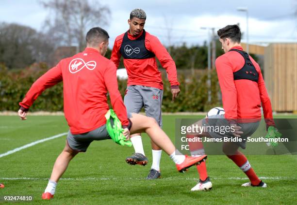 Mario Lemina during a Southampton FC first team training session at Staplewood Complex on March 15, 2018 in Southampton, England.