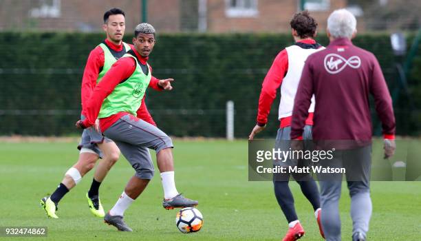 Mario Lemina during a Southampton FC training session at the Staplewood Campus on March 15, 2018 in Southampton, England.