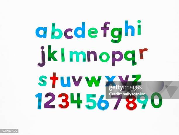 fridge magnet letters and numbers. - bokstavsmagnet bildbanksfoton och bilder