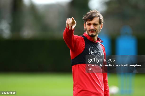 Manolo Gabbiadini during a Southampton FC first team training session at Staplewood Complex on March 15, 2018 in Southampton, England.