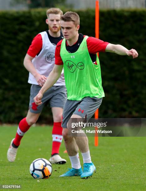 Jake Hesketh during a Southampton FC training session at the Staplewood Campus on March 15, 2018 in Southampton, England.