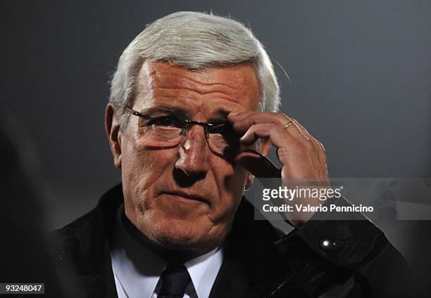 Italy head coach Marcello Lippi looks during the international friendly match between Italy and Sweden at Dino Manuzzi Stadium on November 18, 2009...