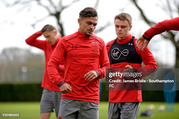 Sofiane Boufal during a Southampton FC first team training at Staplewood Complex on March 15, 2018 in Southampton, England.