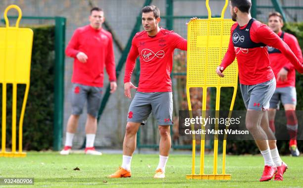 Cedric during a Southampton FC training session at the Staplewood Campus on March 15, 2018 in Southampton, England.