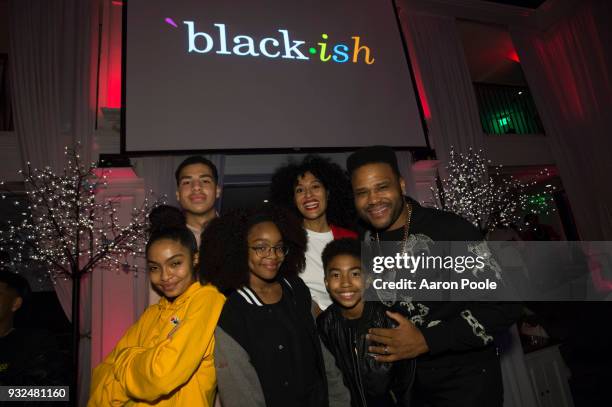 The cast and crew of Walt Disney Television via Getty Images's critically acclaimed hit comedy "black-ish" celebrate the end of season four at a wrap...