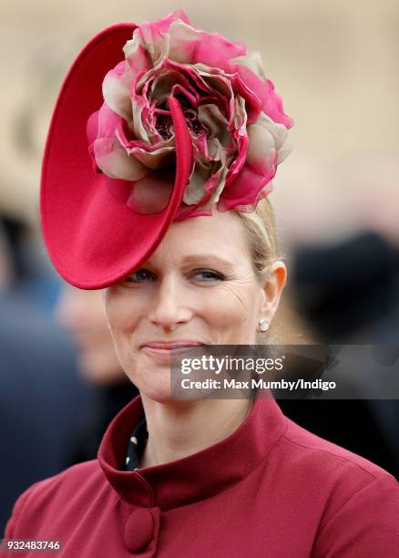 Zara Phillips attends day 2 'Ladies Day' of the Cheltenham Festival at Cheltenham Racecourse on March 14, 2018 in Cheltenham, England. Zara Phillips