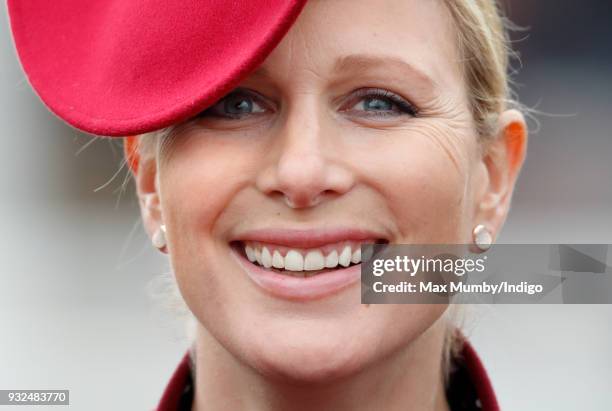 Zara Phillips attends day 2 'Ladies Day' of the Cheltenham Festival at Cheltenham Racecourse on March 14, 2018 in Cheltenham, England. Zara Phillips