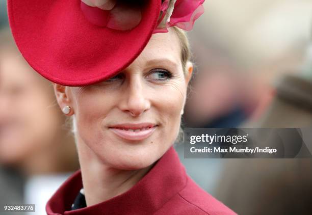 Zara Phillips attends day 2 'Ladies Day' of the Cheltenham Festival at Cheltenham Racecourse on March 14, 2018 in Cheltenham, England. Zara Phillips