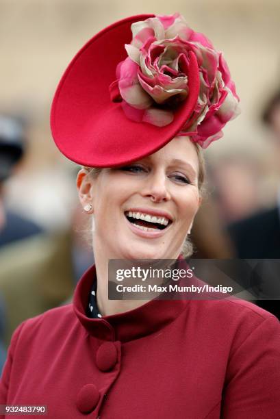 Zara Phillips attends day 2 'Ladies Day' of the Cheltenham Festival at Cheltenham Racecourse on March 14, 2018 in Cheltenham, England. Zara Phillips