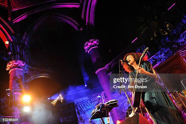 Singer/songwriter Corinne Bailey Rae performs live on stage at the Union Chapel in Islington as part of Mencap's Little Noise Sessions, on November...
