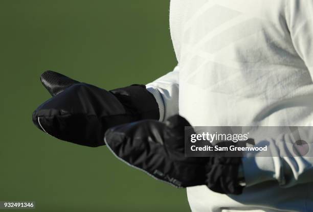Bubba Watson wears gloves during his morning round during the first round at the Arnold Palmer Invitational Presented By MasterCard at Bay Hill Club...