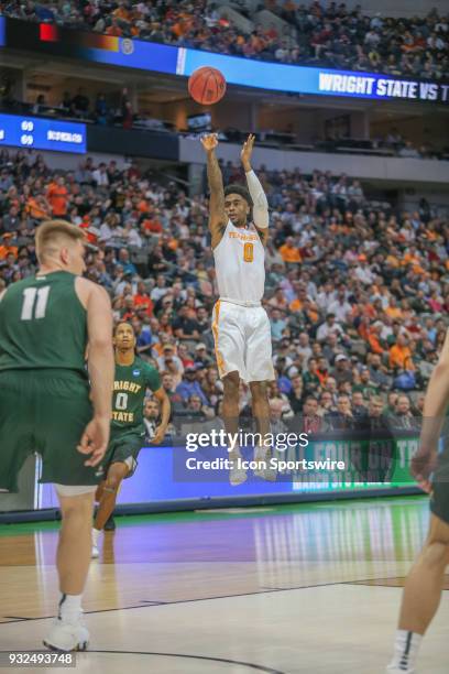 Jordan Bone of the Tennessee Volunteers shoots the ball during the NCAA Div I Men's Championship First Round basketball game between the Tennessee...